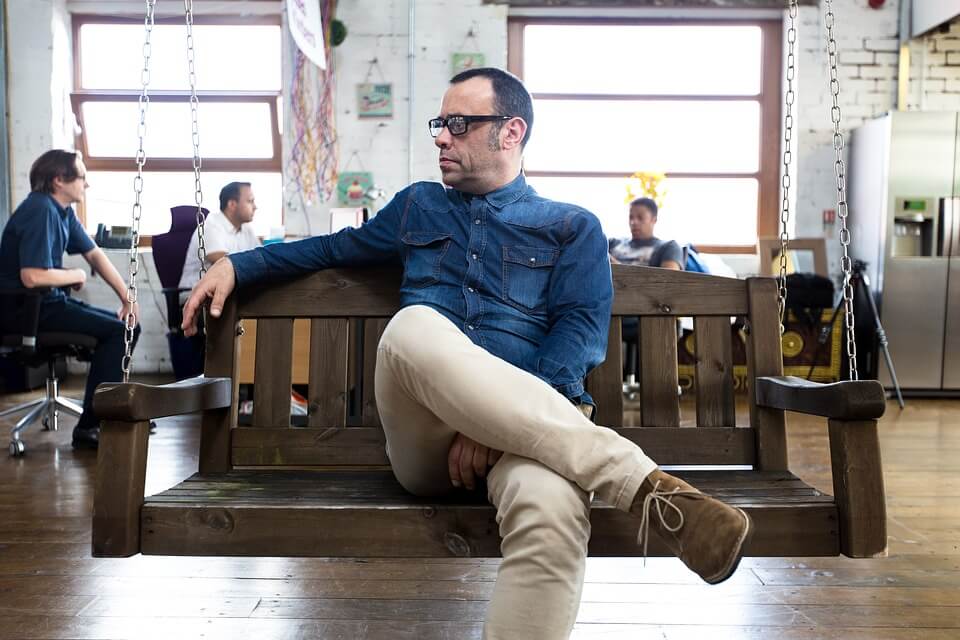 Thinking Office Contemplate Man Relax Cross Legs